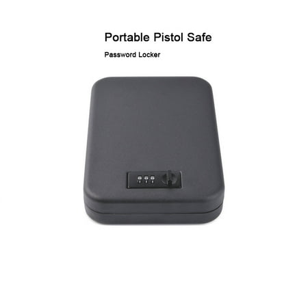 Portable Pistol Safe Mini Password lock Gun Box Car Security Box Storage Box Valuables Cash Jewelry Safe Ammo Box Gun Safes