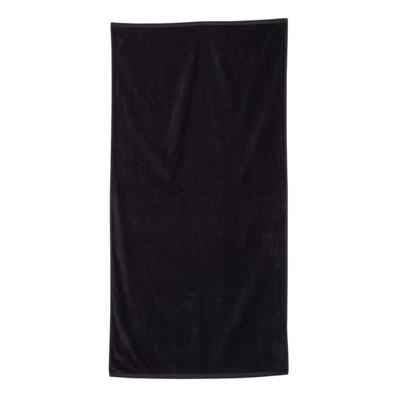 Q-Tees - Velour Beach Towel - Color - Black - Size - One Size