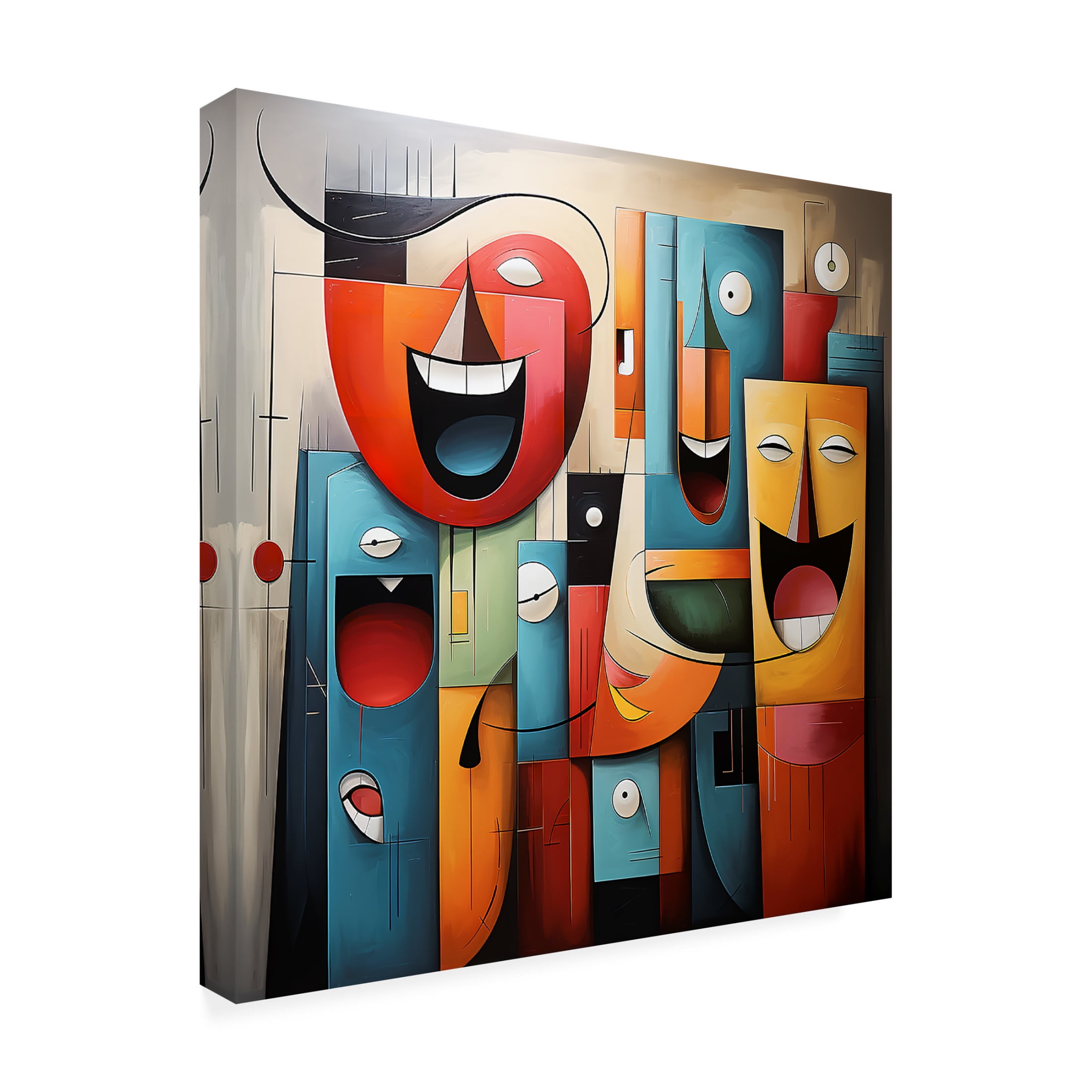 Canvas Wall Art - Ray Heere 'Happy Cubism 1' Wall Art for Living Room, Bedroom, or Office Décor by Trademark Fine Art - 24 x 24 Inches