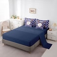 thumbnail image 5 of Erosebridal Teens Baseball Gaming Letter J Monogrammed Bedding Comforter Set 7pcs,Girls Boys Sport Gamer Queen Bedding Sets,Navy Blue Reversible,Luxury Bedroom Decor, 5 of 6