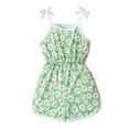 thumbnail image 1 of Gupgi Barboteuse Fleurie pour Tout-Petites Filles, Été, à Nouer, Sans Manches, Combinaison Courte, 1T-5T, Barboteuse à Bretelles pour Enfant, 1 of 8