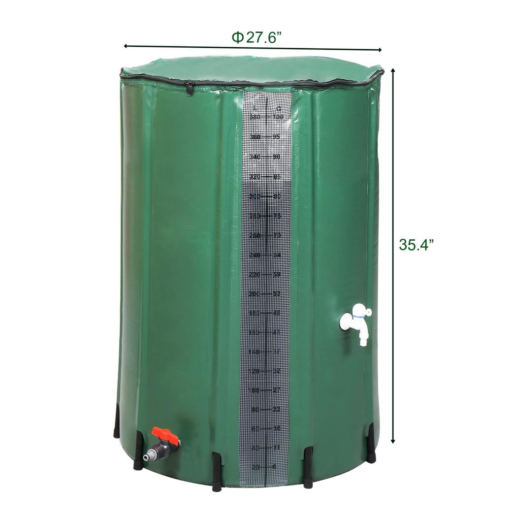100-Gallon Robust PVC Rain Accumulation Unit with Measurement Scale in Green Hue - Innovative Water Conservation Solution