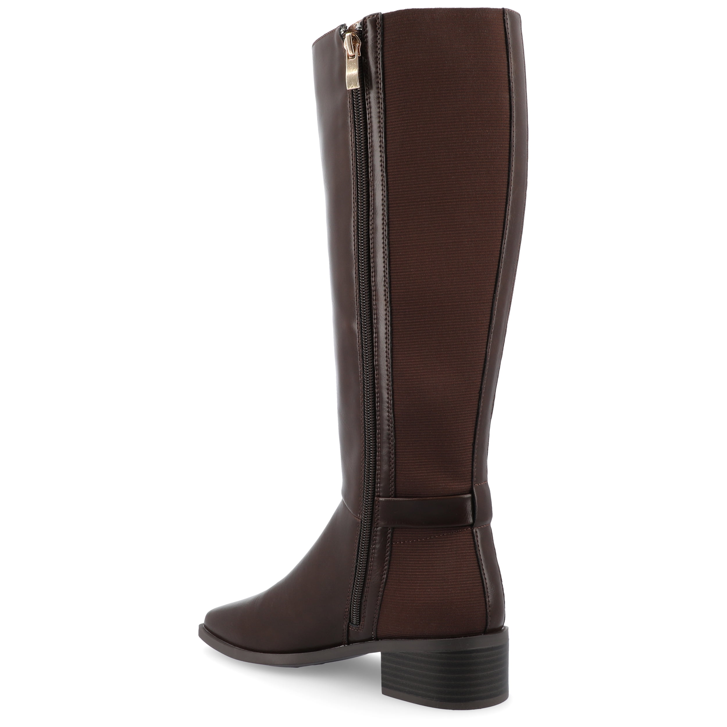 Journee Womens Londyn Stacked Block Heel Square Toe Boots