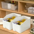 thumbnail image 6 of Storage Bins Organizer Baskets for Cabinet Kitchen Pantry Plastic Stackable Storage Boxes for Snacks Condiments Home Organization Multipurpose Storage Container White 13.8x9.1 Inches, 6 of 6