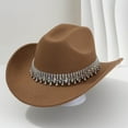 thumbnail image 2 of Stylish Cowboy Hat For Men And Women Western Elegant Jazz Hat With Fringe Rhinestone Decorations For Casual And Party Wear, 2 of 4