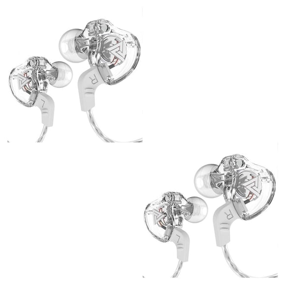Injueey Auriculares con cable en la oreja, bajos, portátiles, deportivos, para correr, para reproducir música, videojuegos, conector de 3,5mm, Blanco transparente 2piezas
