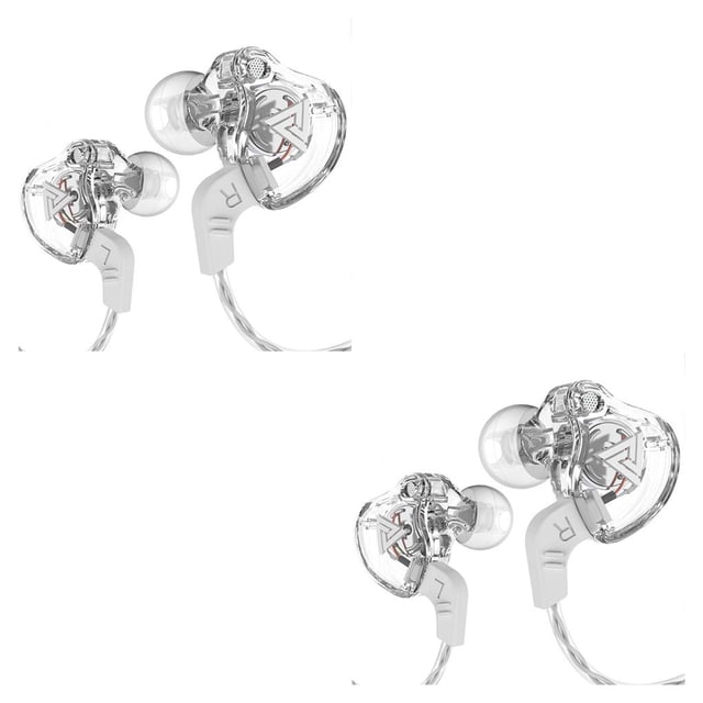 Injueey Auriculares con cable en la oreja, bajos, portátiles, deportivos, para correr, para reproducir música, videojuegos, conector de 3,5mm, Blanco transparente 2piezas