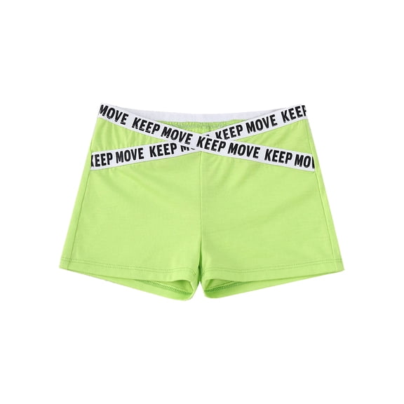 TTAO Girls Sports Bottoms V-front Elastic Waistband Boyshorts Gym Workout Exercise Boxer Shorts Fluorescent Green 8