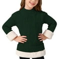 thumbnail image 2 of YunPes Boys Girls Cable Knit Sweater Kids Thick Fleece Lined Mock Neck Long Sleeve Pullover Shirt Winter Warm Solid Tops, 2 of 8