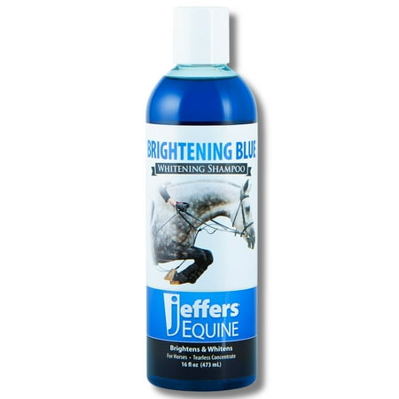Jeffers Equine Brightening Blue Whitening Horse Shampoo, 32oz – Soap Free, Detergent Free Grooming Shampoo for Coat, Mane & Tail, Removes Tough Stains, Enhances Shine, Safe for White & Light Coats