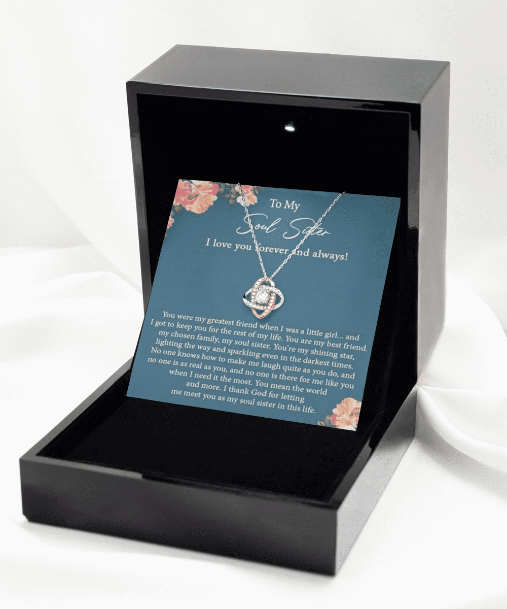 Love Knot Rose Gold Necklace,Soul Sister Love Knot Rose Gold Necklace, Best Friend Forever Gift, Soul Sister Gift, Jewelry Gift