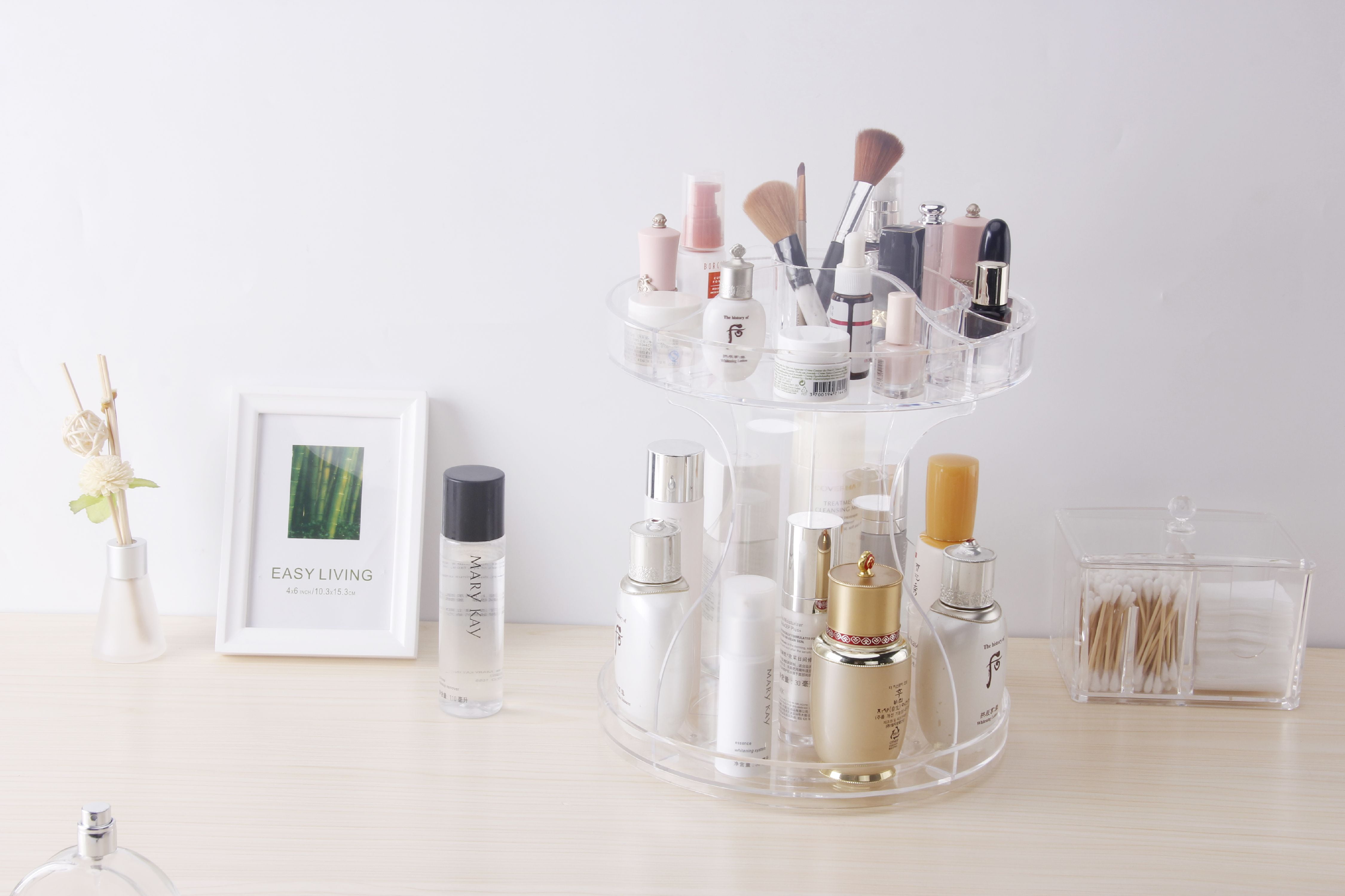 12" Acrylic Cosmetic Makeup and Jewelry Storage Display 360 Rotating