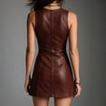 thumbnail image 5 of Wowcloth Women's Sleeveless Leather Dress, Solid Color for Casual and Party Wear, 5 of 7