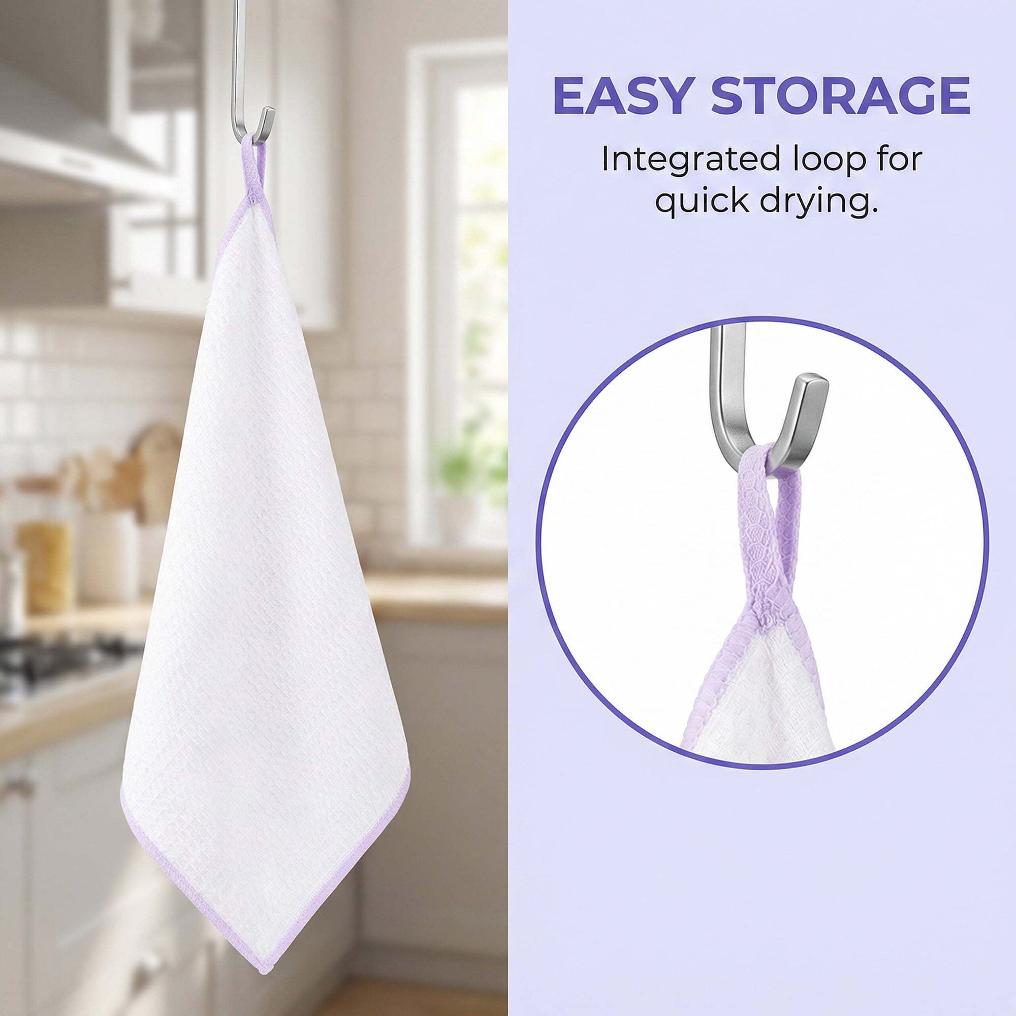 Unique Bargains Wood Fiber Kitchen Cleaning Dish Cloth 6 Pack Purple 12" x 12"