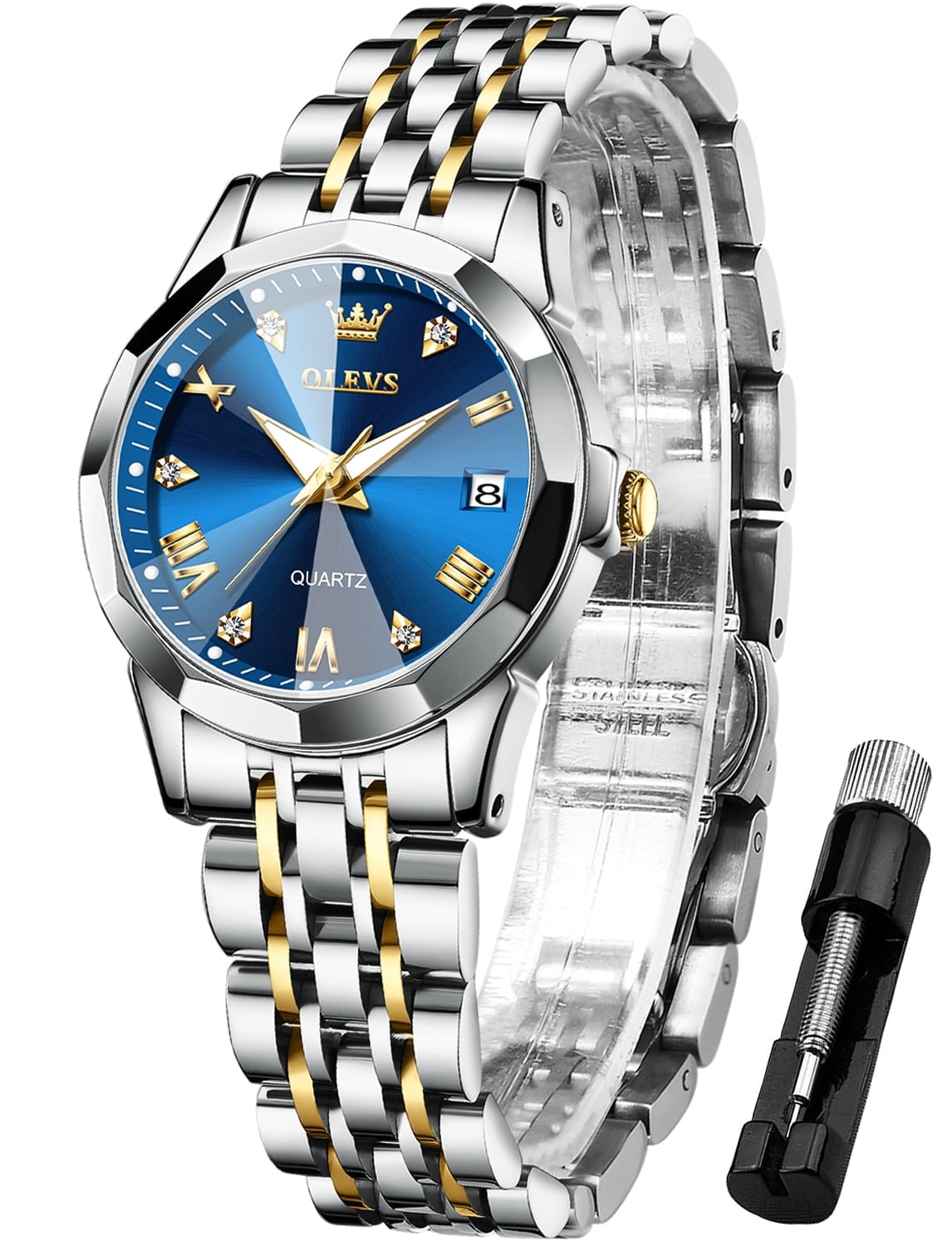 Montre Femme Pulsar PEGA14 - Cadran Rectangulaire Cristal - Bracelet Or/ Acier - Quartz - Neuf