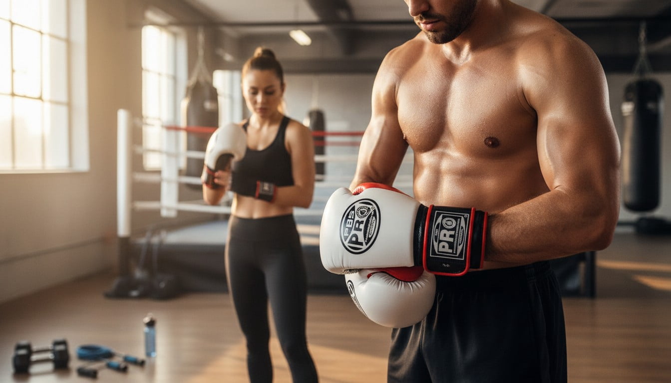 ProBoxing® Leather Boxing Gloves – (White & Red) (14oz) Training Boxing Gloves for Boxing, MMA, Muay Thai & Sparring – Durable Genuine Leather, Wrist Support, Impact Protection