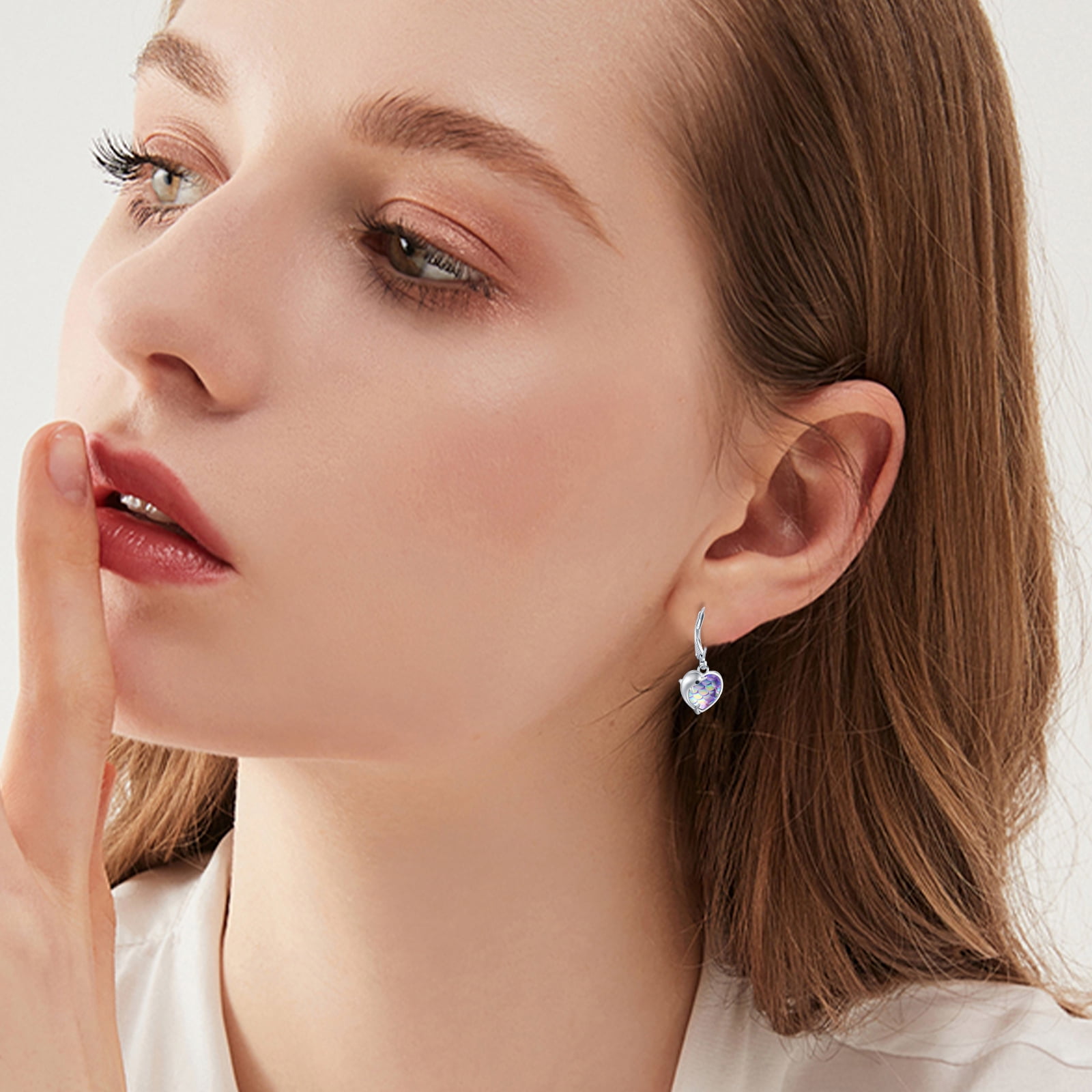 AOVEAO Dolphin Drop Dangle Earrings 925 Sterling Silver Lever Back Heart Fish Scales Earrings Fashion Jewelry Birthday Xmas Gift for Women Daughter Niece Mom Wife