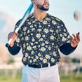 thumbnail image 5 of Zufioo Daisy Floral B Print Men's Baseball Short Sleeve, Moisture Wicking Button-Down Hip Hop Tee-Large, 5 of 7