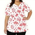 thumbnail image 3 of Dwralegc Valentines Day Tops for Women V Neck Tee Love Heart Print Short Sleeve Nursing Oversized Tops Stretch Workwear White 5XL, 3 of 5