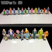 BUYISI 100Pcs Painted Figures 1:50 Scale People Model Trains Multicolor Passenger