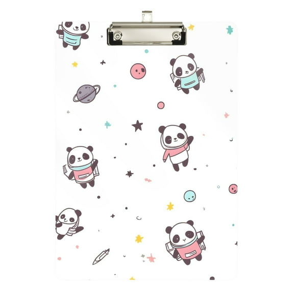 FORMRS Acrylic Clipboard with Low Profile Clip Standard A4 Letter Size, 12.5" x 9", Panda Pattern