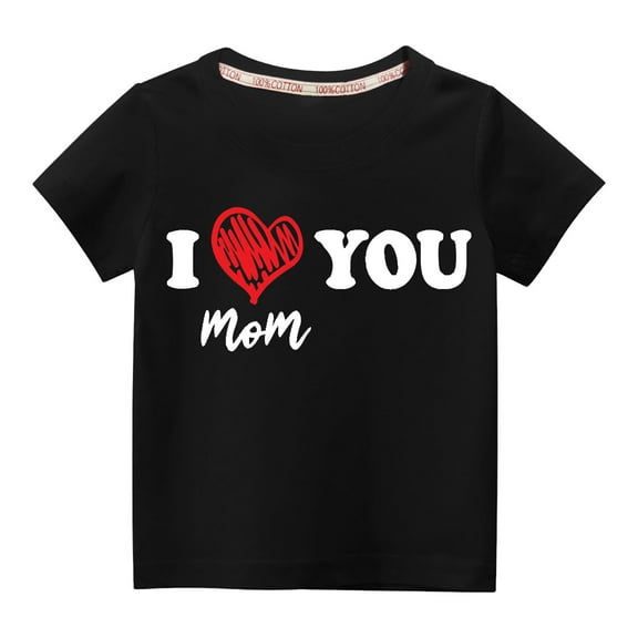 Wavsuf Kids Short Sleeve T-Shirt Solid Printed Casual Summer Black Shirts Size 7 Years