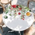 thumbnail image 3 of Red Green Christmas Table Cloth, Round Fitted Tablecloths with Elastic Edge, Xmas Balls Botanical Poinsettia Wipeable Waterproof Table Cover for Kitchen Wedding 55-60 Inches, 3 of 4