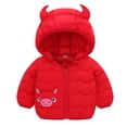 thumbnail image 1 of WEIYLL Hauts pour Garçons Tout-Petits Hiver Dessin Animé Vache à Capuche Épaissir Coupe-Vent Manteaux Chauds Rouges pour 12-18 Mois, 1 of 4