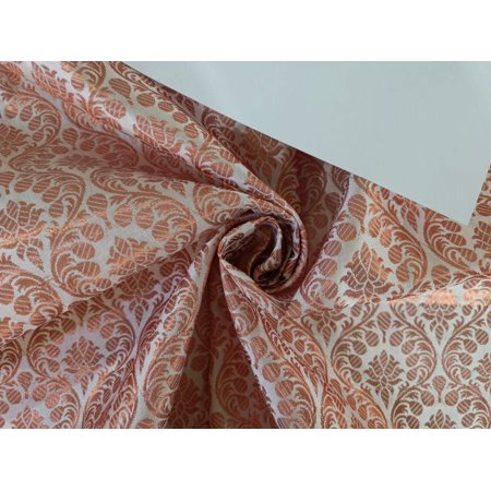 Silk Brocade jacquard fabric with metallic copper color 44" wide BRO870[3]