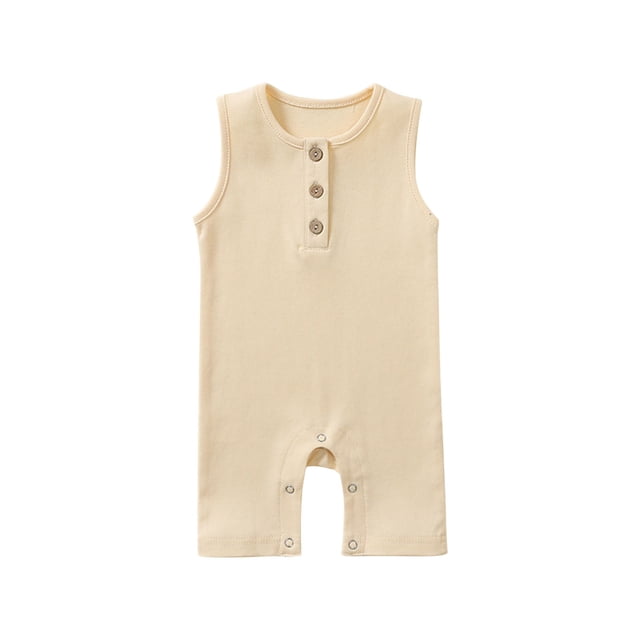 Birdeem Barboteuse Combinaison Sans Manches Unie pour Tout-Petits Filles Garçons