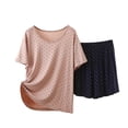 thumbnail image 2 of Ohufall Women Pajama Sets Polka Dol Short Sleeve Crew Neck Top Comfort Soft Summer Shorts Pajama Set, 2 of 4