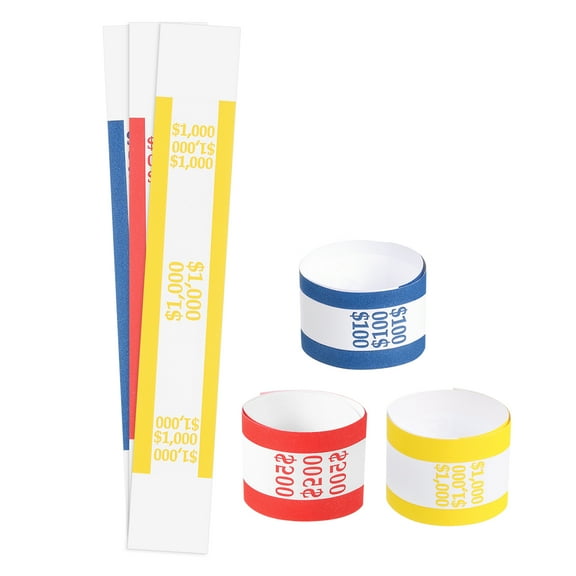Uxcell Pack of 330 Money Band Bundles, Self-Adhesive Bill Wrappers, 5"x1.18", 3 Colors