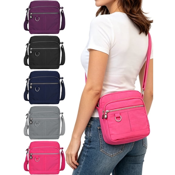 Gustave Women Nylon Purse Waterproof Crossbody Shoulder Bag, Purple