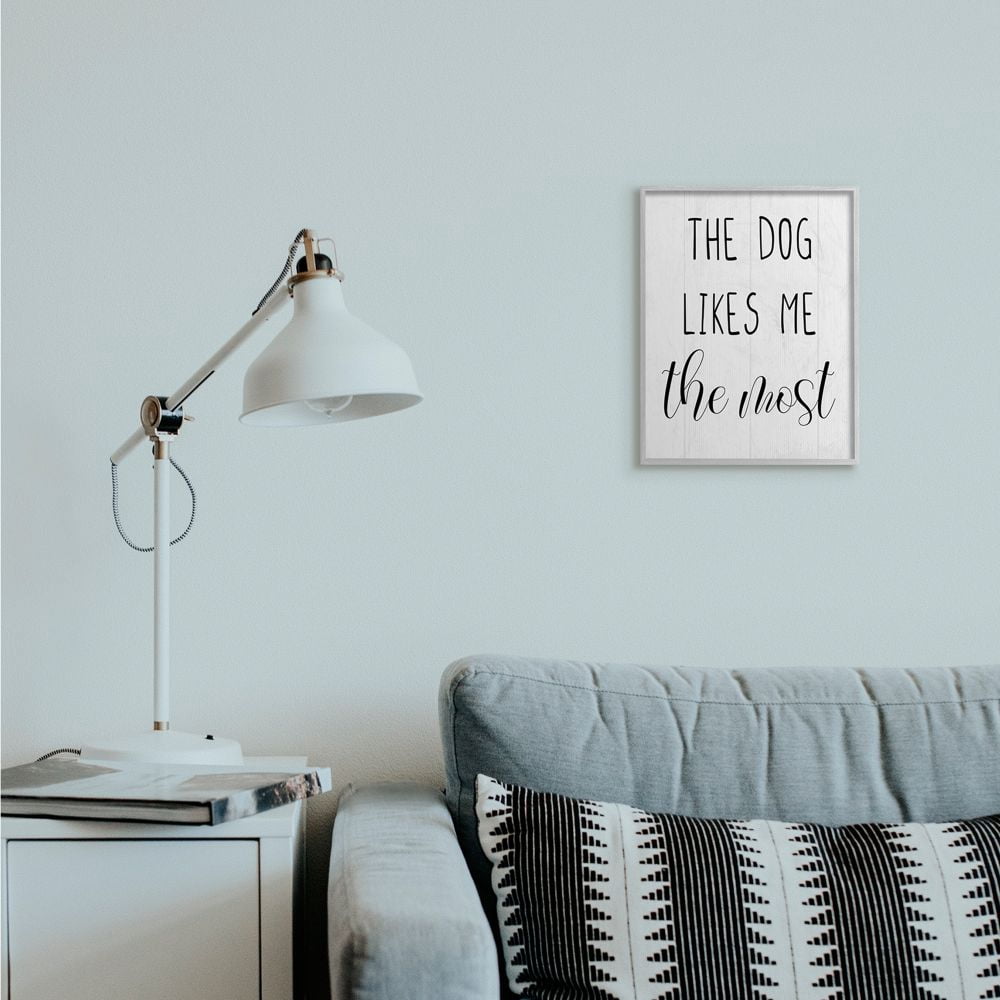 Stupell Industries The Dog Likes Me Most Minimal Rustic Pet Design Framed Wall Art Design by Daphne Polselli