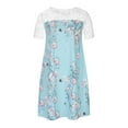 thumbnail image 3 of CHUANK Robes d'Été pour Femmes 2022 Robes Décontractées de Plage pour Femmes Mode Bohème Imprimé Col Rond Décontracté Manches Courtes Longueur Genou Robe Grande Taille Robes de Vacances Mini Robes d'Été Légères, 3 of 5