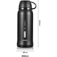thumbnail image 2 of Botella de acero inoxidable con aislamiento al vacío de doble pared y taza, reutilizable, sin BPA, 650 ml, color azul, 2 of 4