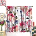 thumbnail image 3 of Watercolor Floral Curtains, Leafy Floral Nature Pattern Illustration Style Art Home Decor, Blackout Curtains for Bedroom Living Room, 2 Panel Set,42X54 Inch, 3 of 6