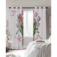 thumbnail image 2 of Pink Tulip Floral Blackout Curtains for Bedroom - 84 Inch Long Light Blocking 2 Panels Set, Spring Flowers Romantic Modern Art Thermal Insulated Living Room Drapes Grommet Window Curtains 52"x84", 2 of 8