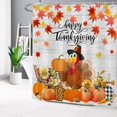 thumbnail image 2 of Thanksgiving Shower Curtain for Bathroom, Fall Maple Leaves Pumpkins Sunflower and Turkey on Rustic Wood Boards Shower Curtain with Hooks, Autumn Holiday Shower Curtain Set, 72X72 inch, 2 of 6