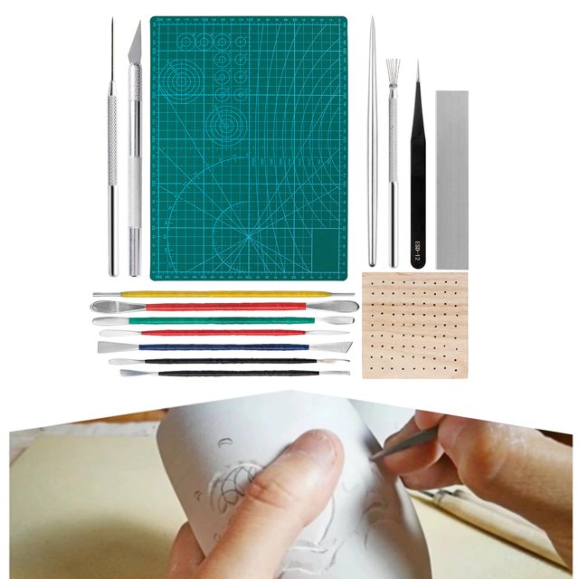 Conjunto de 15 conjuntos de esculturas de arcilla DIY con kit de de tallado Herramientas de tallado Herramientas de cerámica de acero inoxidabl Macarena Talla de arcilla