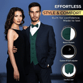 thumbnail image 3 of Oliver George 4pc Men's Solid Formal Suit Waistcoat Tuxedo Dress Vest Necktie Bowtie Handkerchief Set for Suit or Tuxedo Forest Green 3X-Large, 3 of 5