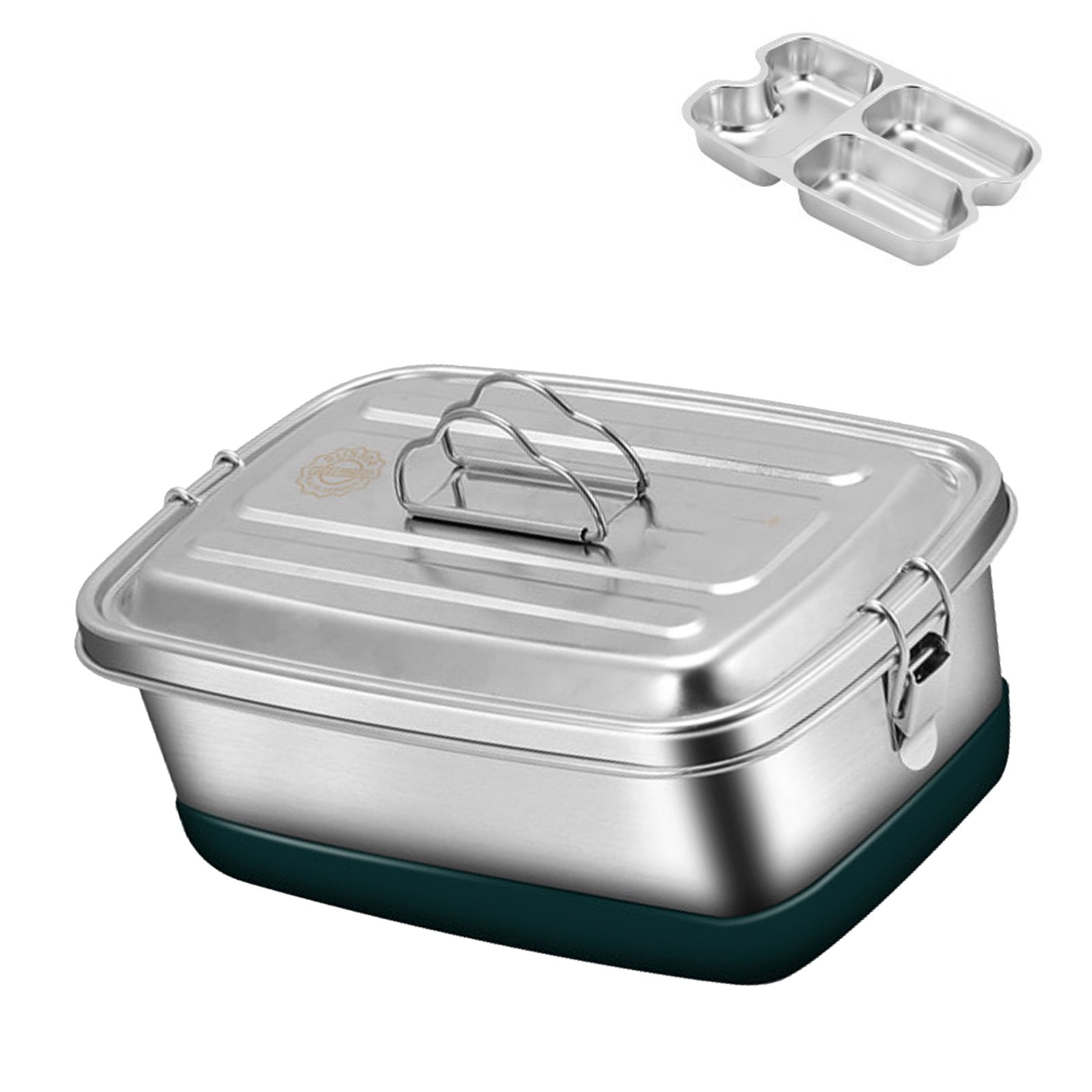 Portable Stainless Steel Lunch Container Double Layer with Compartments Bentos Box for Office School or Travel Use