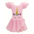 thumbnail image 2 of WIBACKER 3-10Y Unicorn Ballet Leotards for Kids Girls with Skirt Toddler Dance Dresses Flutter Sleeve Dancewear, 2 of 13