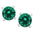 thumbnail image 2 of Star K� Round 7mm Simulated Emerald Screw Back Stud Earrings with Heart Prongs, 2 of 9