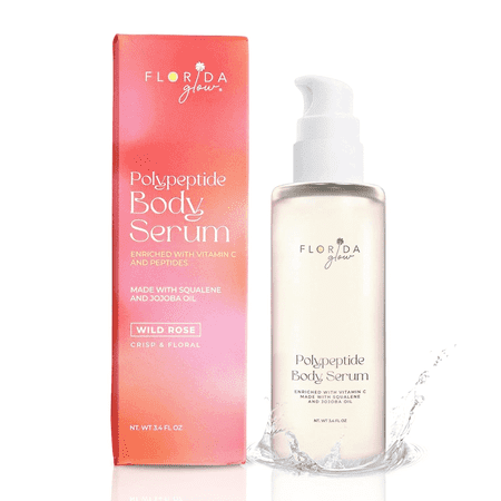 Florida Glow Polypeptide Serum Body Oil with Vitamin C, Jojoba Oil for Dry Skin - Wild Rose 3.6fl Oz