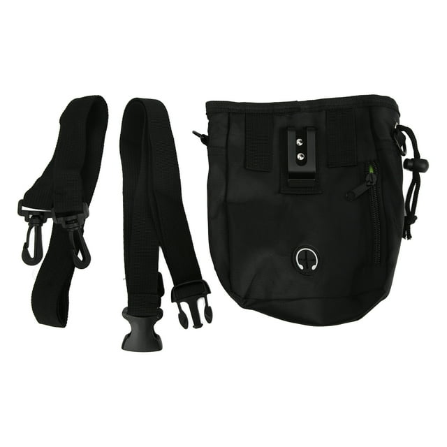 Riñonera de entrenamiento para perros, bolsa multifuncional para golosinas para perros con cordón y cinturón para juguetes de comida para croquetas, color negro