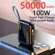 thumbnail image 2 of Banco de energía portátil de 50000mah PD100W Cable USB desmontable a tipo C cargador rápido bidireccional Mini banco de energía para iPhone Xiaomi Samsung, 2 of 5