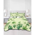 thumbnail image 2 of Quilts Full Size Bedding Set, Spring Botanical Lightweight Quilted Comforter, Green Ivy Ferns Oak Leaves Yellow Soft Reversible Bedspread Coverlet with Pillow Covers for All Season, 78" x 90", 2 of 7