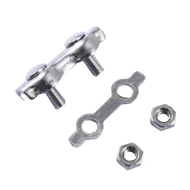 Ruiboury 6pcs Rope Clip Double Grips Clamps Ropes Hardware Yacht Accessories Fitting 316 Stainless Steel Cable Fixing Tools Type 1