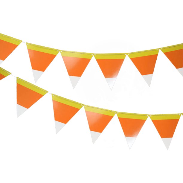 Quasimoon Halloween Candy Corn Flag Pennant Banner (11FT) by